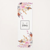 Boho-bloemen bevederen witte roze korrelig met mon yogamat (Voorkant)