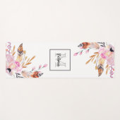 Boho-bloemen bevederen witte roze korrelig met mon yogamat (Voorkant (horizontaal))