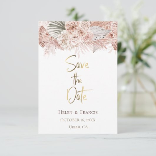 boho bloemen Bewaar de datum Kaart (Staand voorkant)