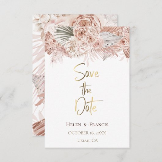 boho bloemen Bewaar de datum Kaart (Voorkant / Achterkant)