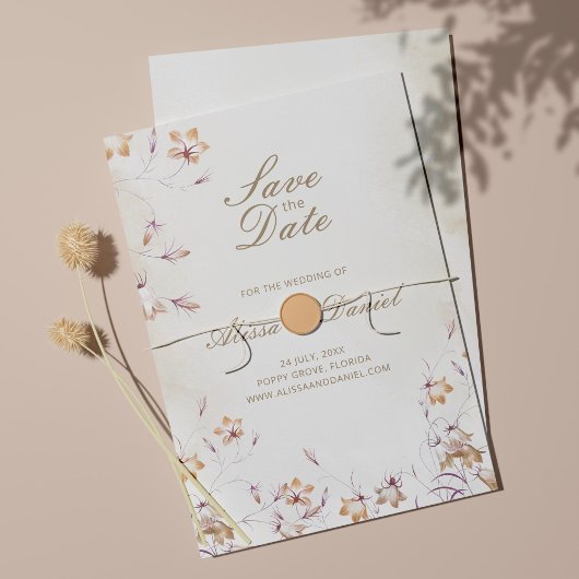 Boho Bloemen Bewaar De Datum Kaart