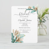 Boho Bloemen Bladeren Bruidsdouche Kaart (Staand voorkant)