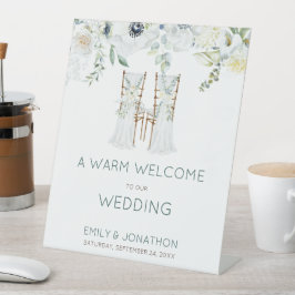 Boho bloemen bladeren stoelen Welkom bij het huwel Reclamebord Met Voetstuk