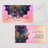 Boho Bloemen Blauw Goud Mandala Yoga Instructeur Visitekaartje (Voorkant / Achterkant)