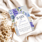 Boho Bloemen Blauwe Baby in Bloom Jongens Baby Sho Kaart