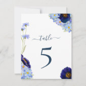 Boho Bloemen Blauwe Tafelnummer Bruiloft (Voorkant)