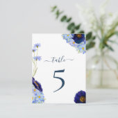 Boho Bloemen Blauwe Tafelnummer Bruiloft (Staand voorkant)