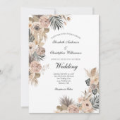 Boho Bloemen Bloem Botanische Bladeren Bruiloft Kaart (Voorkant)