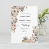 Boho Bloemen Bloem Botanische Bladeren Bruiloft Kaart (Staand voorkant)