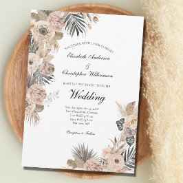 Boho Bloemen Bloem Botanische Bladeren Bruiloft Kaart