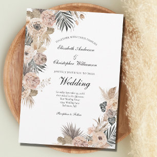 Boho Bloemen Bloem Botanische Bladeren Bruiloft Kaart