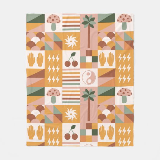 Boho Bloemen Bloemen Fleece Deken (Voorkant)