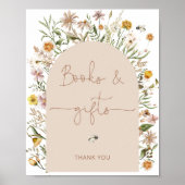 Boho Bloemen boeken en geschenken Baby shower Poster (Voorkant)