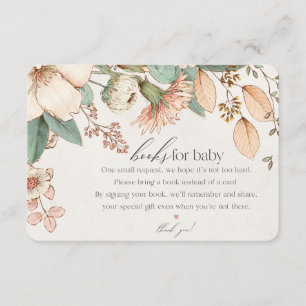 Boho Bloemen Boeken voor baby Uitnodiging Invoegen Informatiekaartje