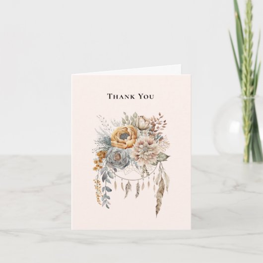 Boho Bloemen Boeket en Dreamcatcher Bedankkaart (Voorkant)