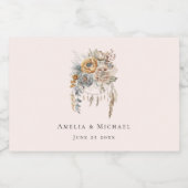 Boho Bloemen Boeket en Dreamcatcher bruiloft Sparkling Wijnetiket (Enkel label)