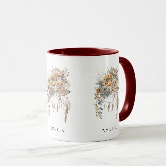 Boho Bloemen Boeket en Dreamcatcher Mok (Voorkant rechts)