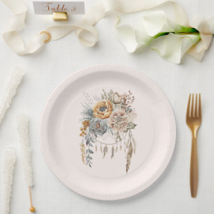Boho Bloemen Boeket en Dreamcatcher Papieren Bordje