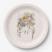 Boho Bloemen Boeket en Dreamcatcher Papieren Bordje (Voorkant)
