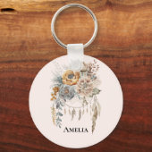 Boho Bloemen Boeket en Dreamcatcher Sleutelhanger (Voorkant)