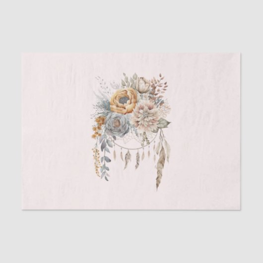 Boho Bloemen Boeket en Dreamcatcher Tissuepapier (Voorkant)