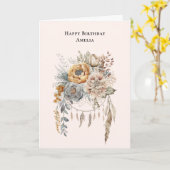 Boho Bloemen Boeket en Dreamcatcher Verjaardag Kaart (Gele Bloem)