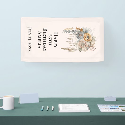 Boho Bloemen Boeket en Dreamcatcher Verjaardag Spandoek (Beurs)