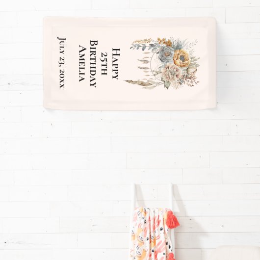 Boho Bloemen Boeket en Dreamcatcher Verjaardag Spandoek (Insitu)