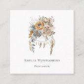 Boho Bloemen Boeket en Dreamcatcher Vierkante Visitekaartje (Voorkant)
