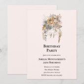 Boho Bloemen Boeket in Neutrale Kleuren Verjaardag Kaart (Voorkant / Achterkant)