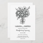 Boho Bloemen Boeket met Lint Handfasting Kaart (Voorkant / Achterkant)