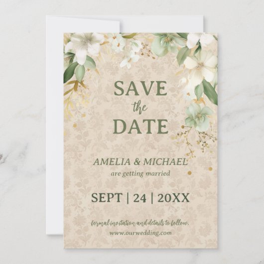 Boho Bloemen Botanisch Save The Date (Voorkant)