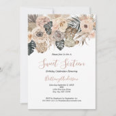 Boho Bloemen Botanisch Zoet Zestien 16 Verjaardag Kaart (Voorkant)