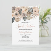 Boho Bloemen Botanisch Zoet Zestien 16 Verjaardag Kaart (Staand voorkant)