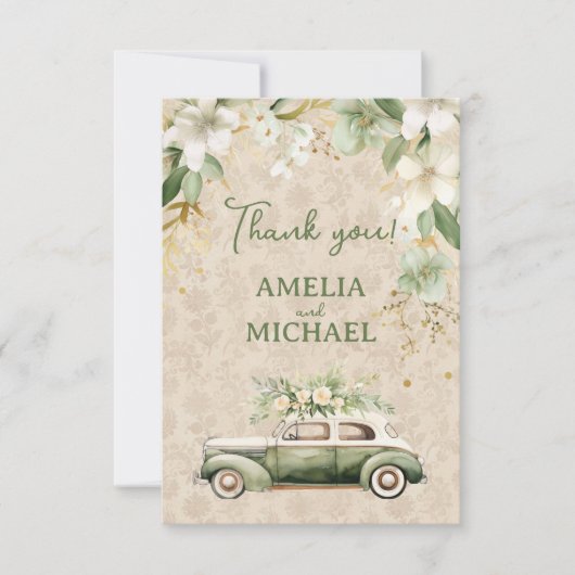 Boho  Bloemen Botanische Bruiloft Bedankkaart (Voorkant)