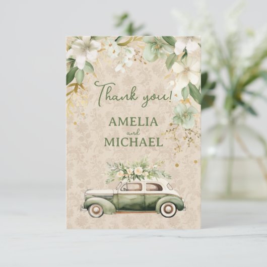 Boho  Bloemen Botanische Bruiloft Bedankkaart (Staand voorkant)