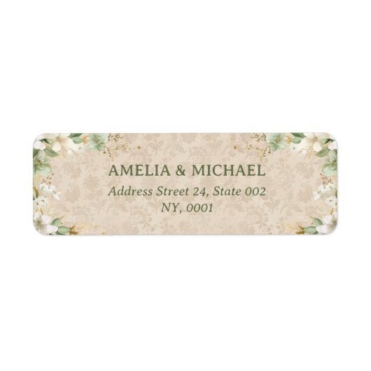 Boho Bloemen Botanische Bruiloft Etiket (Voorkant)