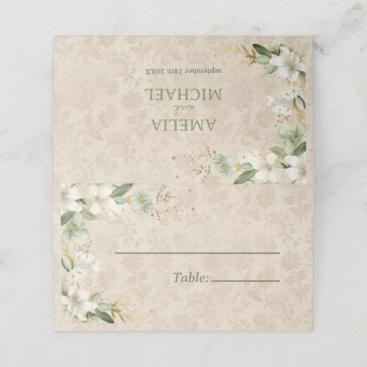 Boho  Bloemen Botanische Bruiloft Plaatskaartje (Buitenkant ongevouwen)