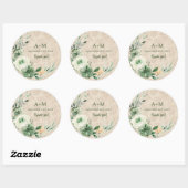 Boho  Bloemen Botanische Bruiloft Ronde Sticker (Vel)
