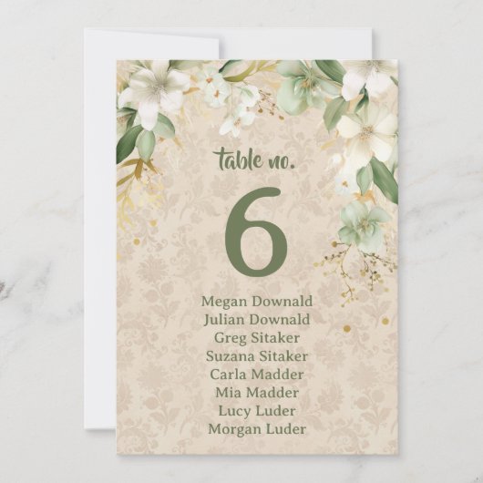 Boho  Bloemen Botanische Bruiloft Tafelnummer (Voorkant)