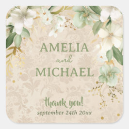 Boho  Bloemen Botanische Bruiloft Vierkante Sticker