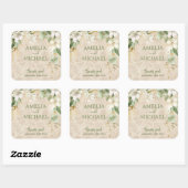 Boho Bloemen Botanische Bruiloft Vierkante Sticker (Vel)
