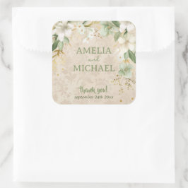 Boho Bloemen Botanische Bruiloft Vierkante Sticker
