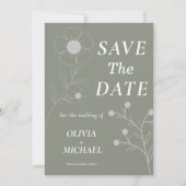 Boho Bloemen Botanische Saga Groen Save the Date (Voorkant)