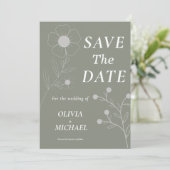 Boho Bloemen Botanische Saga Groen Save the Date (Staand voorkant)