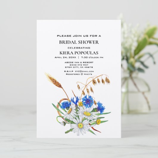 Boho Bloemen Bruids Douche Uitnodigingen - Elegant (Staand voorkant)