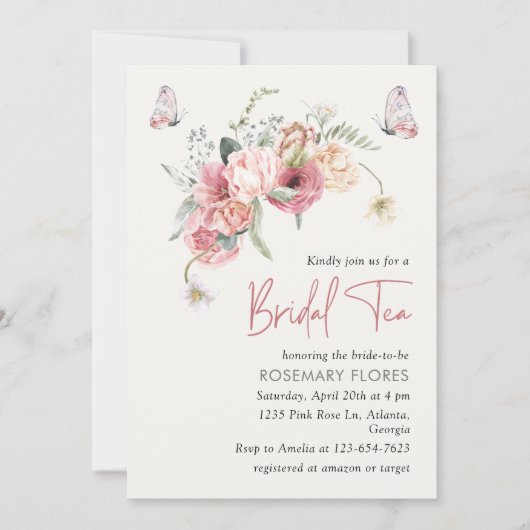 Boho Bloemen Bruids Thee Brodal Douche Kaart (Voorkant)