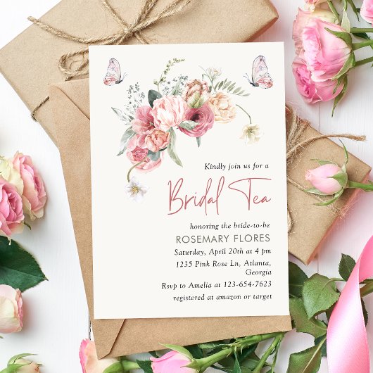 Boho Bloemen Bruids Thee Brodal Douche Kaart