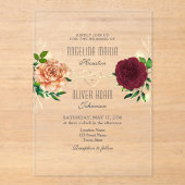 Boho Bloemen Bruids Uitnodiging van Acryl (Voorkant)