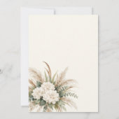 Boho Bloemen Bruidsdouche Uitnodiging Beige Pampas (Achterkant)